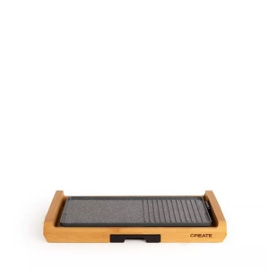 Create, Stone Flat Bamboo - Elektro-Grillplatte 1800W Stone Flat Bamboo - Elektro-Grillplatte 1800W, CREATE Stone Flat Bamboo Plattengrill ? Tischgrill ? Schwarz