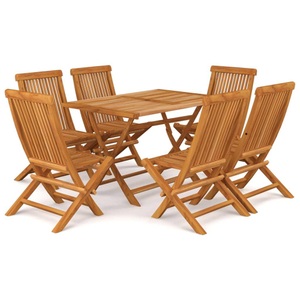 vidaXL, vidaXL 7-tlg. Garten-Essgruppe Massivholz Teak, vidaXL 7-tlg. Garten-Essgruppe Massivholz Teak