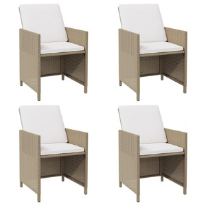 vidaXL, vidaXL Gartenstühle mit Kissen 4 Stk. Poly Rattan Beige, vidaXL Gartenstühle mit Kissen 4 Stk. Poly Rattan Beige