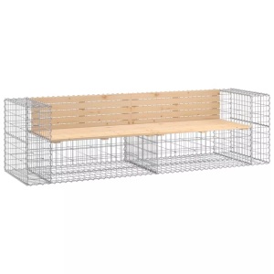 vidaXL, vidaXL Gartenbank aus Gabionen 244x71x65,5 cm Massivholz Kiefer