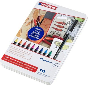 edding, edding Fasermaler 1300 Set mit 10, Edding 1300, Fasermaler, color pen, 3mm, 1300-E10, (10 Farben, Etui)