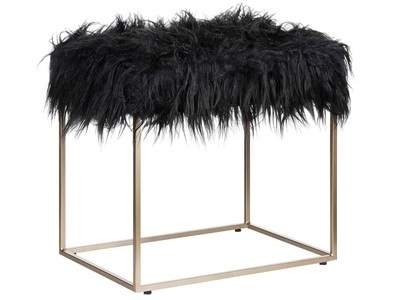 Beliani, Beliani Hocker Felloptik schwarz MANHATTAN, 