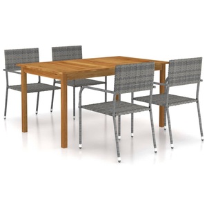 vidaXL, vidaXL 5-tlg. Garten-Essgruppe Grau, VidaXL - Garten-essgruppe akazienholz, One Size, Grau