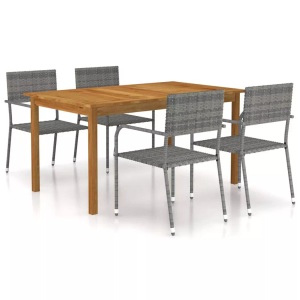 vidaXL, vidaXL 5-tlg. Garten-Essgruppe Grau, VidaXL - Garten-essgruppe akazienholz, One Size, Grau