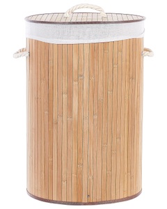 Beliani, Beliani Korb mit Deckel Bambusholz hellbraun rund SANNAR, Beliani - Aufbewahrungskorb aus Bambusholz Boho SANNAR, One Size, Light Beige