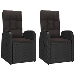 vidaXL, vidaXL Garten-Liegestühle 2 Stk. mit Auflagen Poly Rattan Schwarz, vidaXL Garten-Liegestühle 2 Stk. mit Auflagen Poly Rattan Schwarz