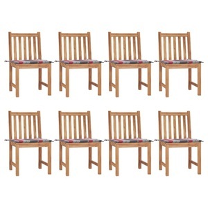 vidaXL, vidaXL Gartenstühle 8 Stk. mit Kissen Massivholz Teak, vidaXL Gartenstühle 8 Stk. mit Kissen Massivholz Teak
