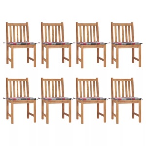 vidaXL, vidaXL Gartenstühle 8 Stk. mit Kissen Massivholz Teak, vidaXL Gartenstühle 8 Stk. mit Kissen Massivholz Teak