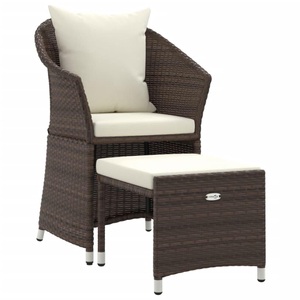 vidaXL, vidaXL 2-tlg. Garten-Lounge-Set mit Kissen Braun Poly Rattan