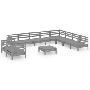 vidaXL, vidaXL 11-tlg. Garten-Lounge-Set Massivholz Kiefer Grau