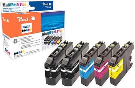 Peach, Peach Spar Plus Pack Tintenpatronen kompatibel zu Brother LC-221, Peach Spar Plus Pack Tintenpatronen kompatibel zu Brother LC-221