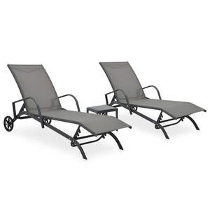 Diverse Hardware, Sonnenliegen 2 Stk. mit Tisch Textilene und Stahl, VidaXL - Sonnenliege und tisch metall, One Size, Grau