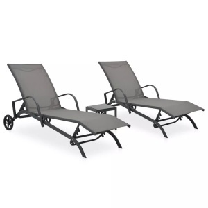 Diverse Hardware, Sonnenliegen 2 Stk. mit Tisch Textilene und Stahl, VidaXL - Sonnenliege und tisch metall, One Size, Grau