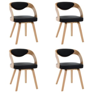 vidaXL, vidaXL Esszimmerstühle 4 Stk. Schwarz Bugholz und Kunstleder, vidaXL Esszimmerstühle 4 Stk. Schwarz Bugholz und Kunstleder