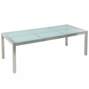 Beliani, Gartentisch Crashglas 220 x 100 cm GROSS, Beliani - Gartentisch aus Sicherheitsglas Industriell GROSSETO, One Size, Transparent