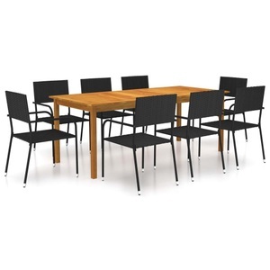 vidaXL, vidaXL 9-tlg. Garten-Essgruppe Schwarz, VidaXL - Garten-essgruppe akazienholz, One Size, Schwarz