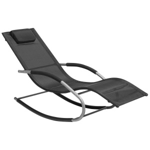 Beliani, Gartenliege schwarz Textil Schaukelfunkt, Beliani - Liege aus Stahl Modern CARANO, One Size, Schwarz