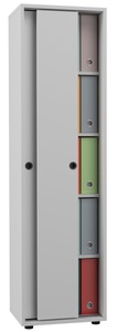 Büroschrank Bücher Ordner Aktenschrank Büromöbel Schrank Ulas 5-fach Schiebetüren Unisex Weiss ONE SIZE