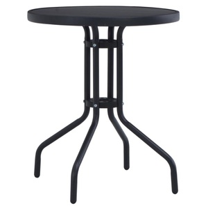 Diverse Hardware, Gartentisch Schwarz 80 cm Stahl und Glas