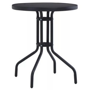 Diverse Hardware, Gartentisch Schwarz 80 cm Stahl und Glas