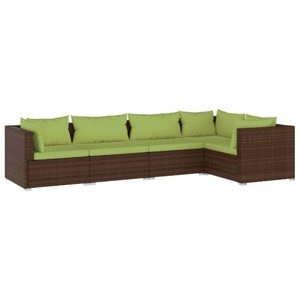 vidaXL, vidaXL 5-tlg. Garten-Lounge-Set mit Kissen Poly Rattan Braun, 