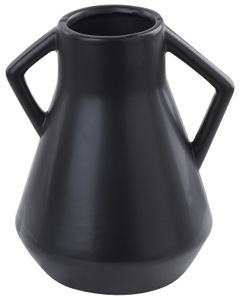 Beliani, Beliani Blumenvase Keramik schwarz 30 cm FERMI Vase, Beliani - Blumenvase aus Dolomit Modern FERMI, One Size, Schwarz