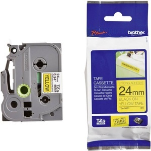Brother, Schriftband Extra stark klebend Brother TZe TZe-S651 Bandfarbe: Gelb Schriftfarbe:Schwarz 24 mm 8 m, Brother P-Touch, schwarz auf gelb, 24mm, laminiert, stark klebend, TZe-S651, (TZS651)