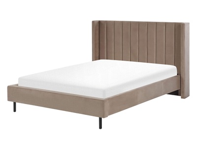 Beliani, Bett mit Lattenrost aus Samtstoff Modern VILETTE Bett mit Lattenrost aus Samtstoff Modern VILETTE, Beliani - Bett mit Lattenrost aus Samtstoff Modern VILLETTE, 140x200 cm, Taupe