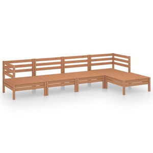 vidaXL, vidaXL 5-tlg. Garten-Lounge-Set Massivholz Kiefer Honigbraun