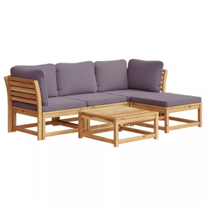 vidaXL, vidaXL 5-tlg. Garten-Lounge-Set mit Kissen Massivholz Akazie, vidaXL 5-tlg. Garten-Lounge-Set mit Kissen Massivholz Akazie