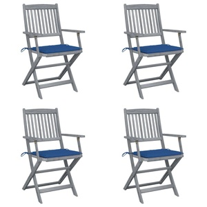 vidaXL, vidaXL Klappbare Gartenstühle 4 Stk. mit Sitzkissen Massivholz Akazie