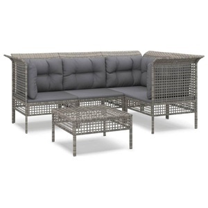 vidaXL, vidaXL 5-tlg. Garten-Lounge-Set mit Kissen Grau Poly Rattan