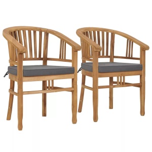 vidaXL, vidaXL Gartenstühle mit Kissen 2 Stk. Teak Massivholz, vidaXL Gartenstühle mit Kissen 2 Stk. Teak Massivholz