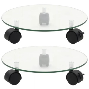 vidaXL, vidaXL Pflanzenständer mit Rollen 2 Stück Hartglas 28 cm Rund, vidaXL Pflanzenständer mit Rollen 2 Stück Hartglas 28 cm Rund