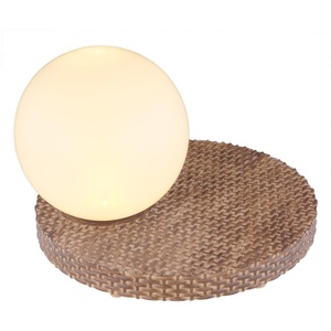 mutoni light, Solarleuchte Rattan hellgrau 1xLED, Globo Solarleuchte , 36851 , Braun, Weiss , Kunststoff , 20x17 cm , mit Schalter , 004558746001
