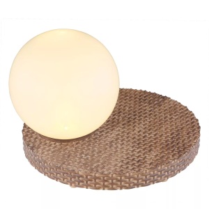 mutoni light, Solarleuchte Rattan hellgrau 1xLED, Globo Solarleuchte , 36851 , Braun, Weiss , Kunststoff , 20x17 cm , mit Schalter , 004558746001