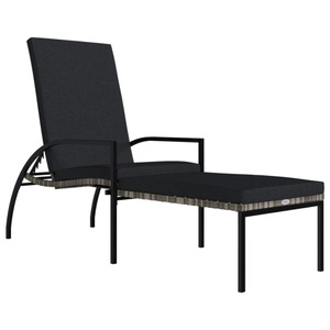 vidaXL, vidaXL Sonnenliege mit Fußhocker PE-Rattan Grau, vidaXL Sonnenliege mit Fußhocker PE-Rattan Grau