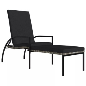 vidaXL, vidaXL Sonnenliege mit Fußhocker PE-Rattan Grau, vidaXL Sonnenliege mit Fußhocker PE-Rattan Grau