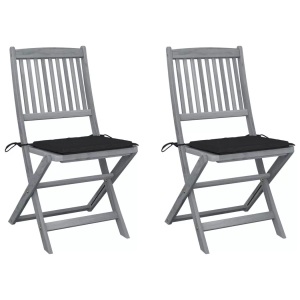 vidaXL, vidaXL Klappbare Gartenstühle 2 Stk. mit Kissen Massivholz Akazie
