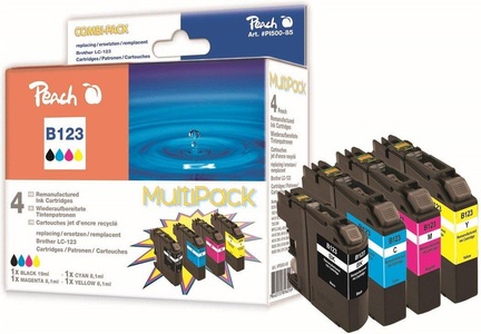 Peach, Tinte Sparpack PI500-85, Peach B123 VALBP 4 Druckerpatronen XL (bk, c/m/y) ersetzt Brother LC-123VALBP für z.B. Brother MFCJ 4410 DW, Brother DCPJ 552 DW, Brother MFCJ 6920 DW