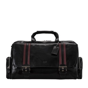 Maxwell Scott, Maxwell Scott DinoM - Hochwertige Leder Reisetasche in Schwarz, 