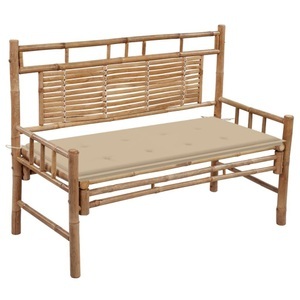 vidaXL, vidaXL Gartenbank mit Auflage 120 cm Bambus, vidaXL Gartenbank mit Auflage 120 cm Bambus