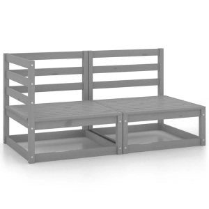 vidaXL, vidaXL 2-tlg. Garten-Lounge-Set Grau Kiefer Massivholz