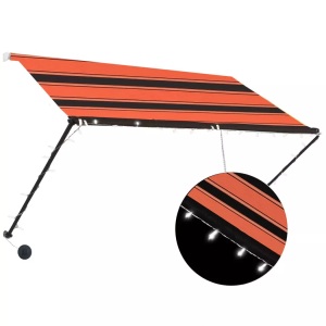 Diverse Hardware, Einziehbare Markise mit LED 250x150 cm Orange und Braun, vidaXL Einziehbare Markise mit LED 250×150 cm Orange und Braun