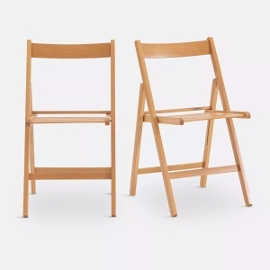 LA REDOUTE INTERIEURS, 2 Klappstühle ''Yann'', Buche massiv, SO'HOME - 2er-Set Klappstühle Yann, One Size, Beige