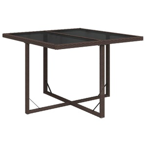 vidaXL, vidaXL Gartentisch Braun 109x107x74 cm Poly Rattan und Glas, vidaXL Gartentisch Braun 109x107x74 cm Poly Rattan und Glas