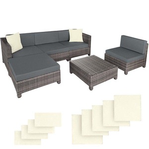 TecTake, Rattan Lounge mit Aluminiumgestell inkl. Bezüge in 2 Farben Rattan Lounge mit Aluminiumgestell inkl. Bezüge in 2 Farben, Tectake - Rattan Lounge mit Aluminiumgestell inkl. Bezüge in 2 Farben, One Size, Grau
