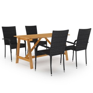 vidaXL, vidaXL 5-tlg. Garten-Essgruppe Schwarz, vidaXL 5-tlg. Garten-Essgruppe Schwarz