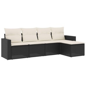 vidaXL, vidaXL 5-tlg. Garten-Sofagarnitur mit Kissen Schwarz Poly Rattan, vidaXL 5-tlg. Garten-Sofagarnitur mit Kissen Schwarz Poly Rattan
