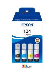 undefined, Epson 104 EcoTank Original, Epson Tintenpatrone, blau/rot/gelb/schwarz, Multipack, 4-color, No. 104, T00P640